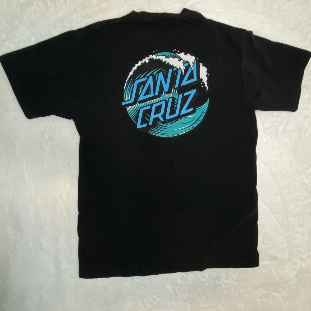Santa Cruz Skateboard T-shirt Medium Black Short‎ Sleeve Streetwear Y2K Vintage